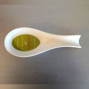 NEW GHA Ceramic Spoon Rest with Silicone base - Green and Red Text